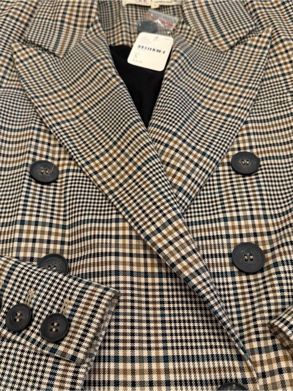 Free People  Women’s Ashby  Glen Plaid Double Breasted Blazer Sz S NWT - Picture 13 of 16